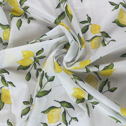Lemons - White - Cotton Voile
