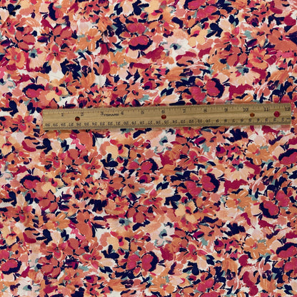Coral Floral - Rayon Challis