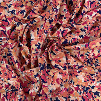 Coral Floral - Rayon Challis