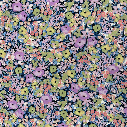 Abstract Floral - Lilac & Sage - Rayon Challis