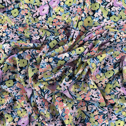Abstract Floral - Lilac & Sage - Rayon Challis