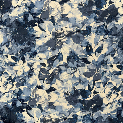 Blue & White Floral - Rayon Challis