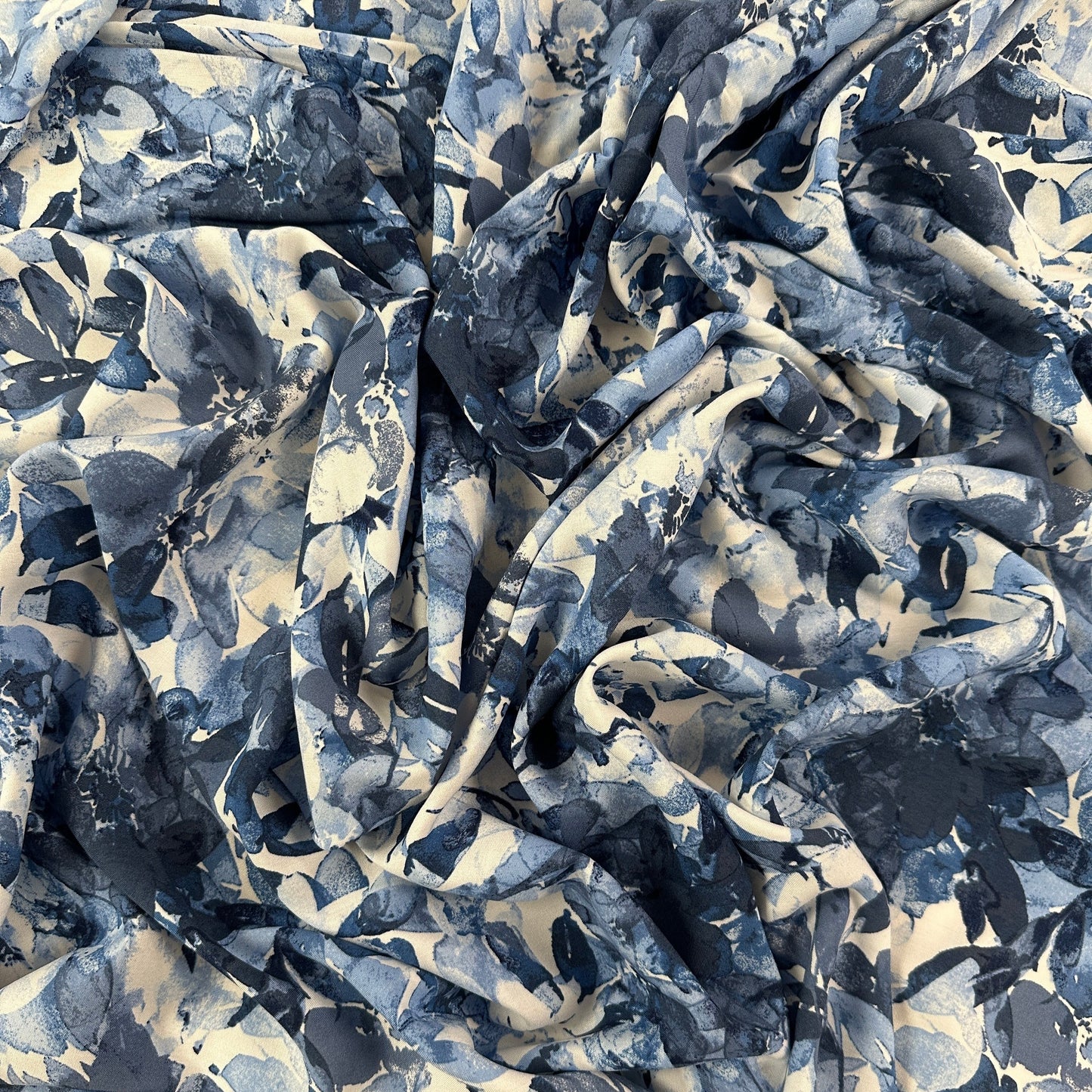 Blue & White Floral - Rayon Challis