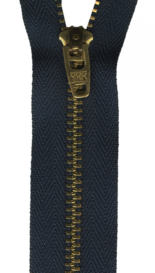 #4 Brass Jean/Pants  Zipper - 7" - Navy - Close Ended