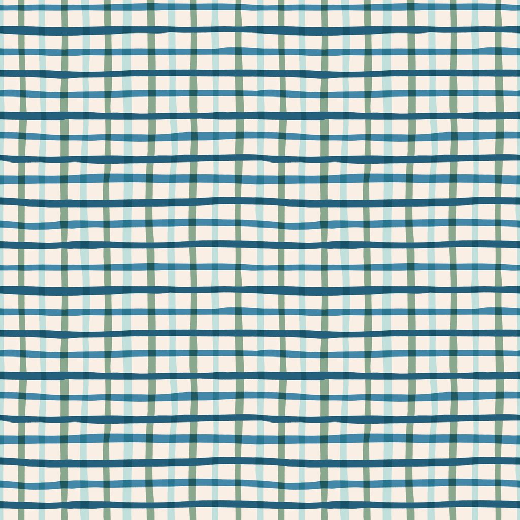 Retro Plaid - Blue & Green - Camp Canine - GOTS Organic Cotton