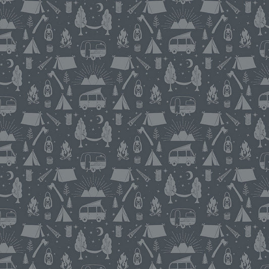 The Great Outdoors - Slate - Cotton Fabric