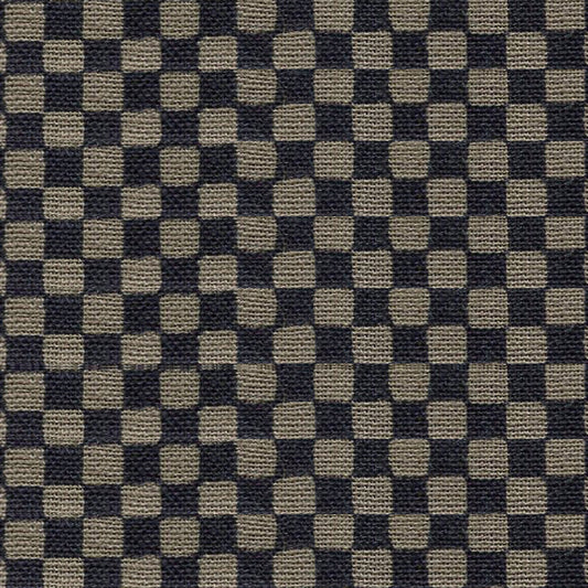 Sevenberry Woven Cotton - Ichimatsu - Midnight Navy & Mushroom