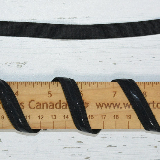 Elastic, Silicone Backed, 1/2″ wide Black