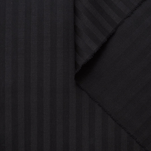 Tone on Tone Striped Italian Mohair Twill - Black  - Film Studio Deadstock