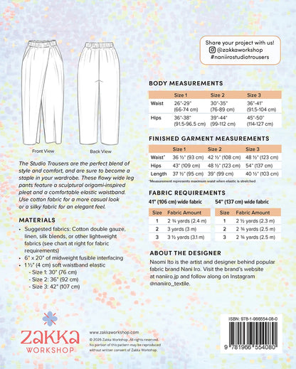 Nani Iro - Studio Trousers Pattern