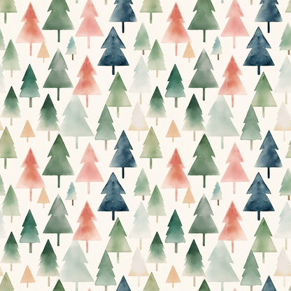 Digitally Printed Watercolour Cotton Jersey Knit - Winter Trees