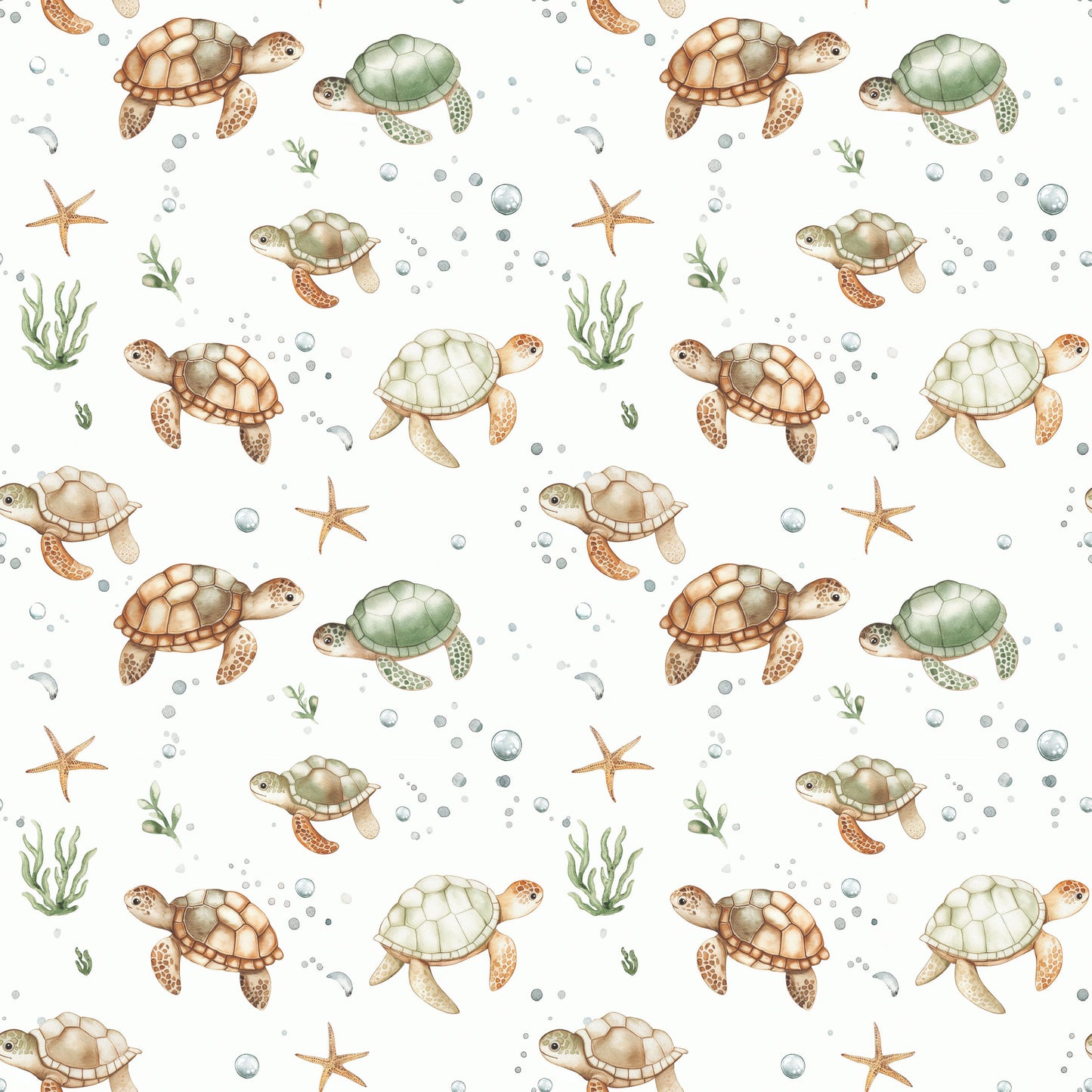 Digitally Printed Cotton Jersey Knit - Sea Turtles