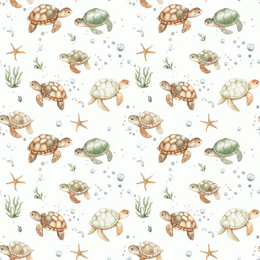 Digitally Printed Cotton Jersey Knit - Sea Turtles