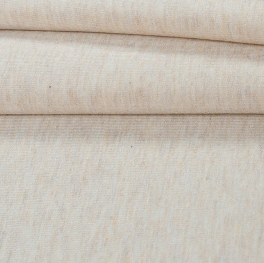 15" Remnant - Bamboo/Cotton Stretch Jersey Knit Fabric - Heathered Almond - Natural