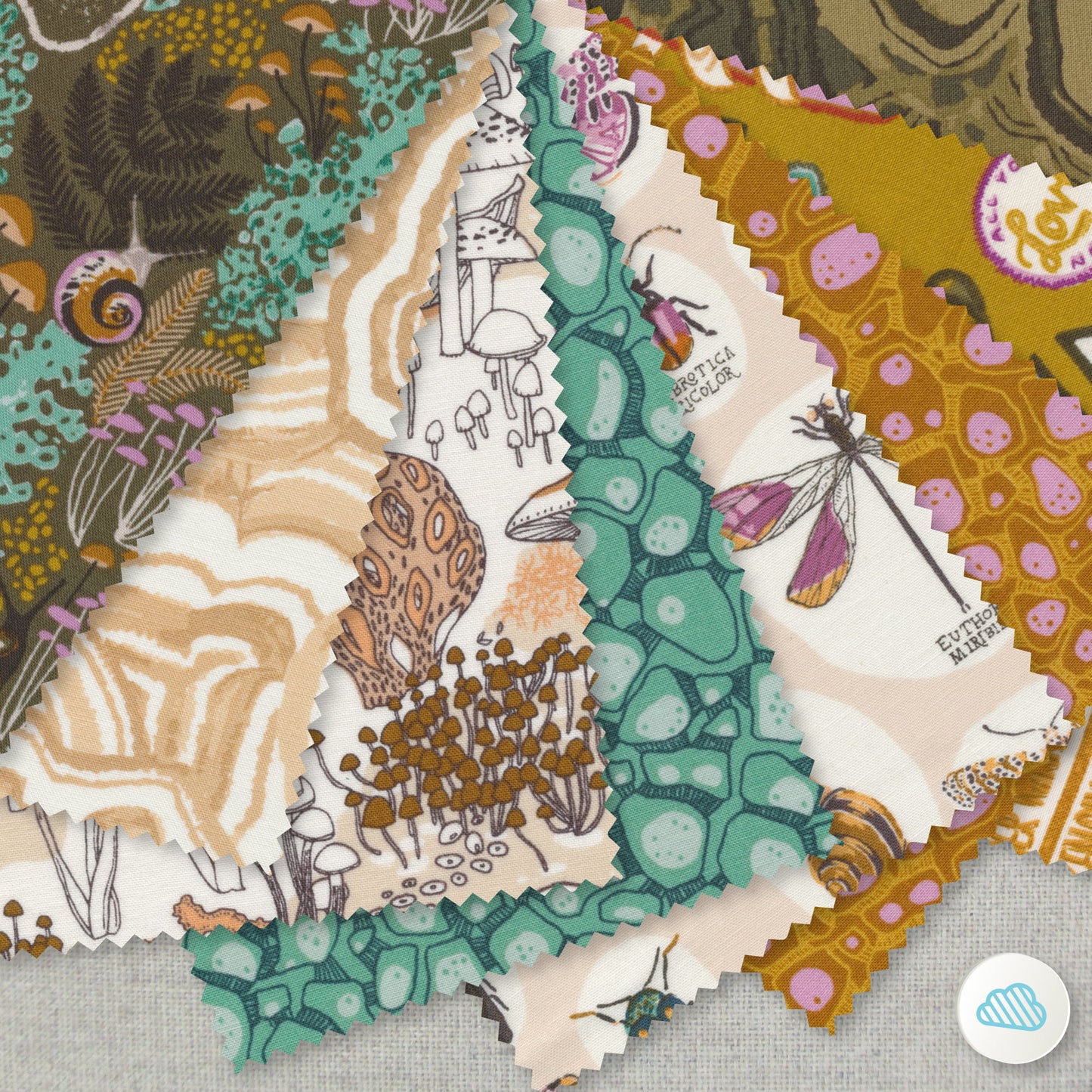 Look Close - Ochre - Into The Woods - Organic Quilting Cotton Fabric - GOTS