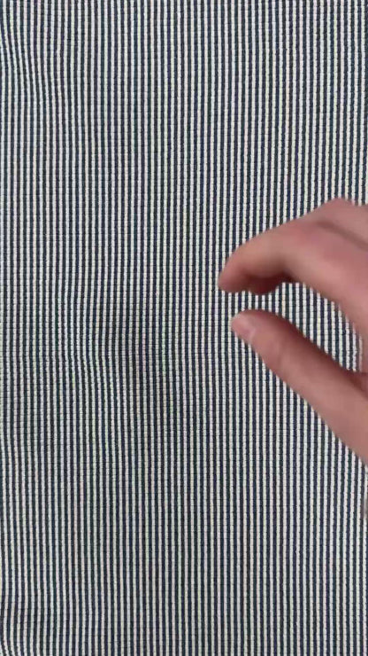 58" Remnant - Knit Cotton - Navy & Ivory Stripe - Film Studio Deadstock