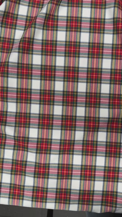 Red & Ivory Bamboo Cotton Yarn Dyed Plaid