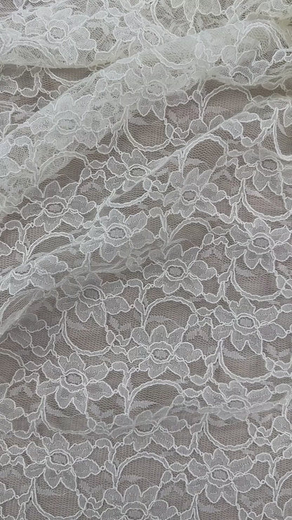 Corded Floral Lace - Nylon Cotton - Ivory