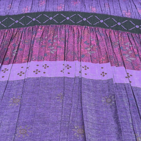 Preshirred Iridescent Pleated Woven Deadstock Lurex and Poly Pink