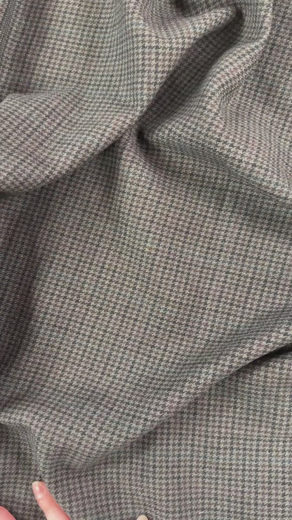 Houndstooth Wool Coating - Black and Dark Green - Film Studio Deadstock