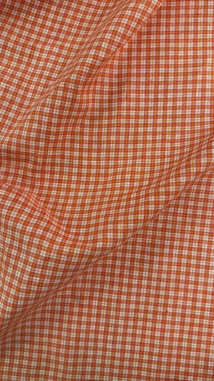 Yarn Dyed European Linen Check - Orange & White Check - 59"