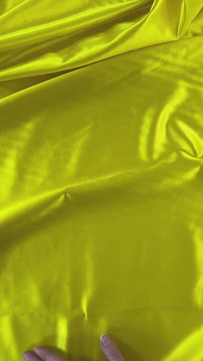 Lemon Yellow - Silk & Wool Crepe Satin - Designer Deadstock