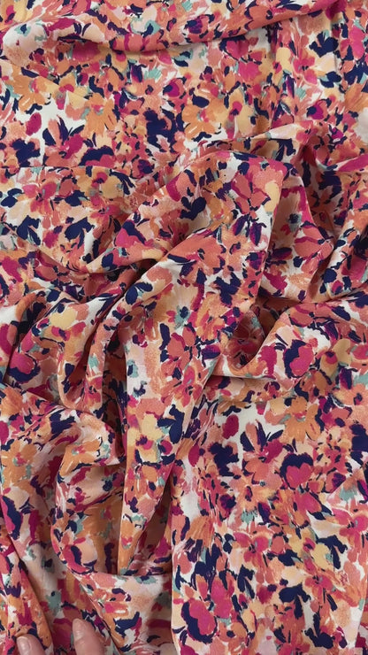 Coral Floral - Rayon Challis