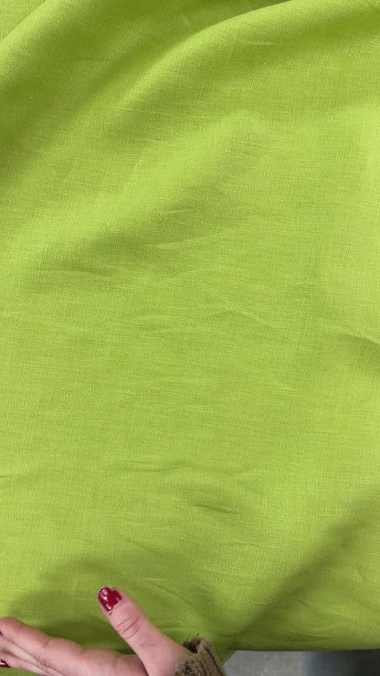 Linen Fabric - Green - Deadstock