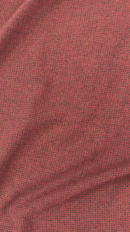 Wool Houndstooth Coating - Red & Muted Green - Film Studio Deadstock