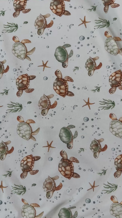 Digitally Printed Cotton Jersey Knit - Sea Turtles