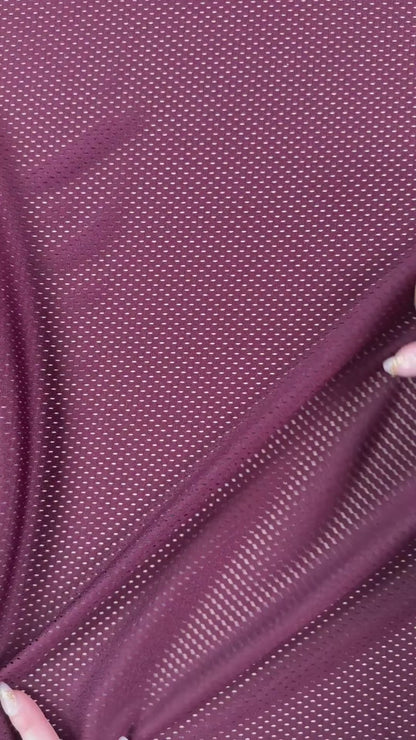 Polyester Tricot Sports Mesh - Burgundy - Local Deadstock