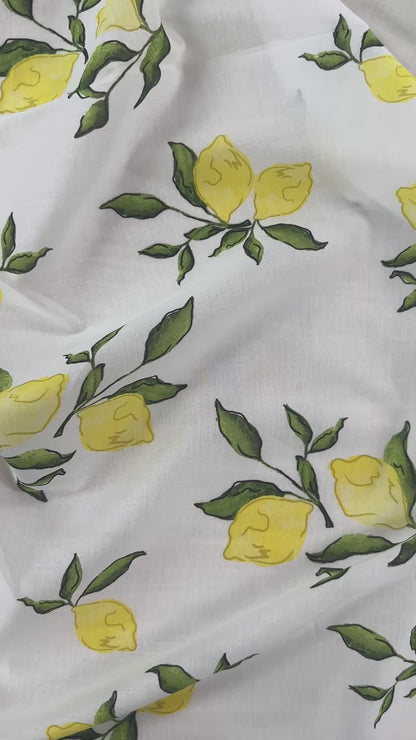 Lemons - White - Cotton Voile