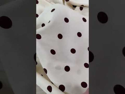 Rayon Poplin - Ivory & Brown Polka Dot