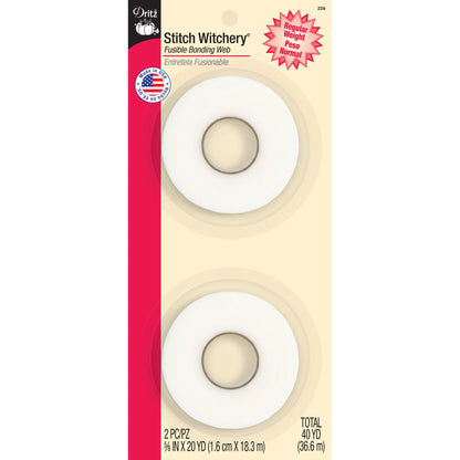 Dritz - 5/8" Stitch Witchery Fusible Bonding Web, Regular Weight, White, 20 yd (2 pc)