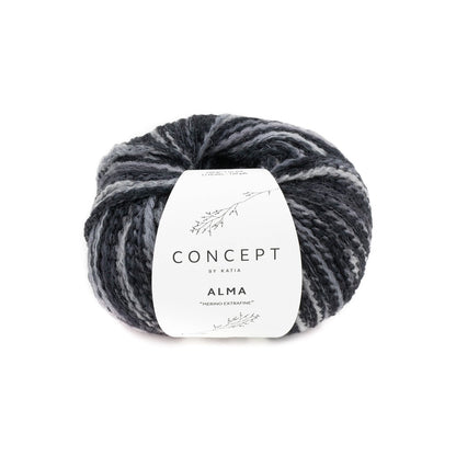 Concept Alma - Extrafine Merino - Aran - 50 grams - 308 Black & Grey
