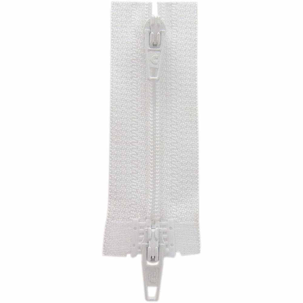 Two Way Separating Zipper - Lightweight Nylon Coil 55cm (22″) - White