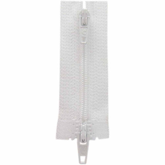 Two Way Separating Zipper - Lightweight Nylon Coil 55cm (22″) - White