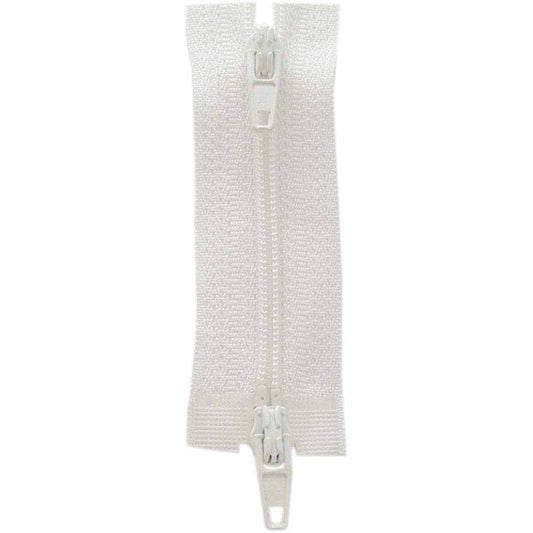 Two Way Separating Zipper - Lightweight Nylon Coil 60cm (24″) - Off White - Riverside Fabrics
