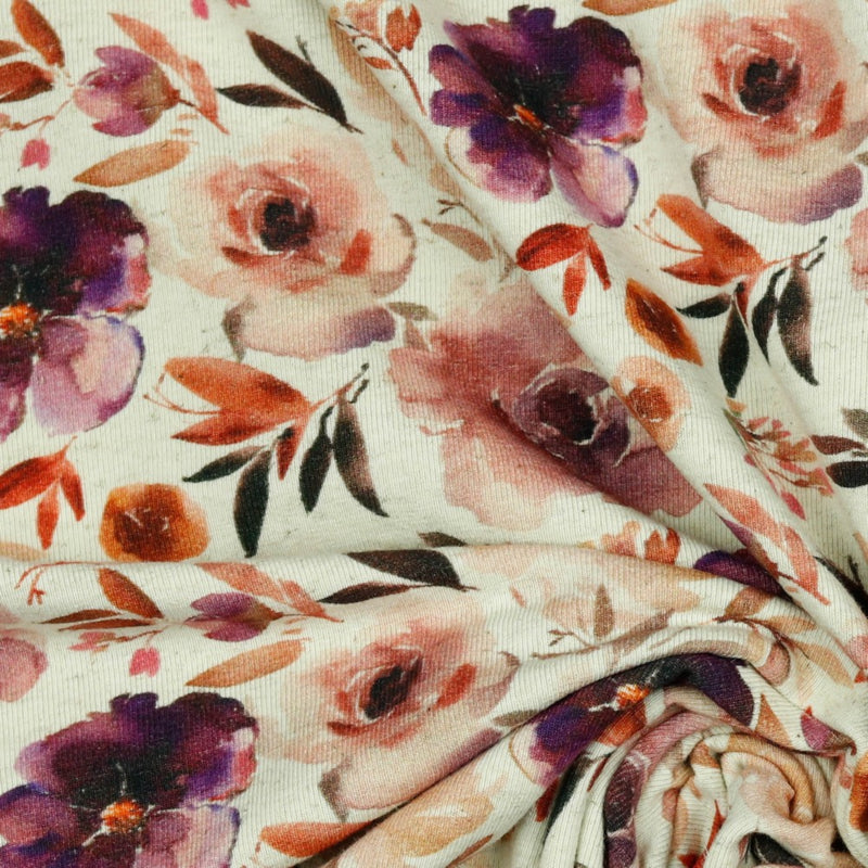 Sweet Vintage Floral - Custom Linen Cotton Fabric, per 1/2 meter