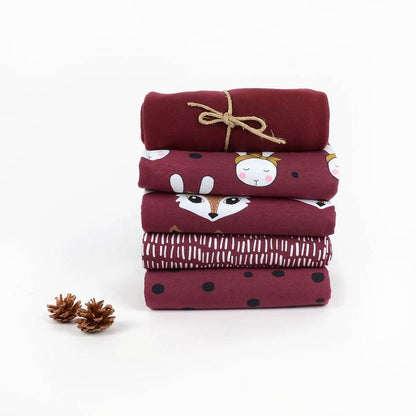 Lines - Maroon - GOTS Certified Organic Cotton Jersey Knit