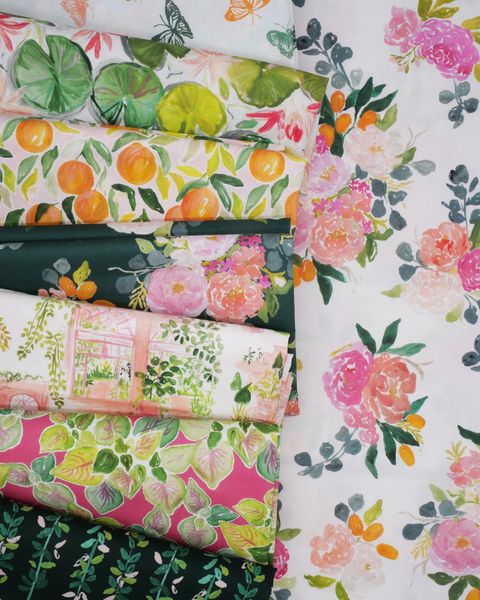 Orangerie - Forest Bouquets - White - Cotton Fabric