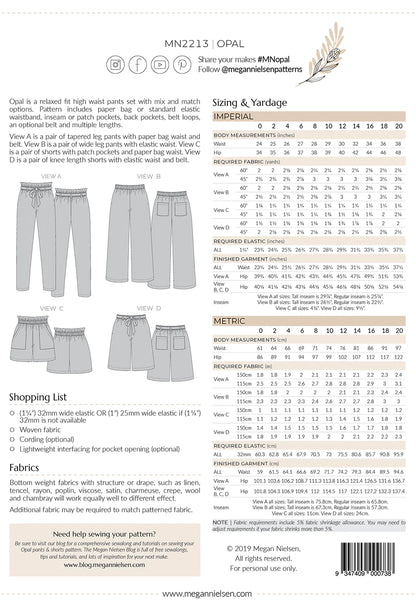 Opal pants & shorts pattern