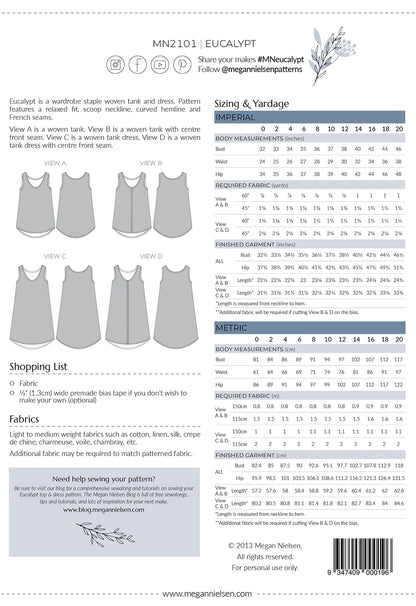 Eucalypt Woven Tank Top & Dress Pattern