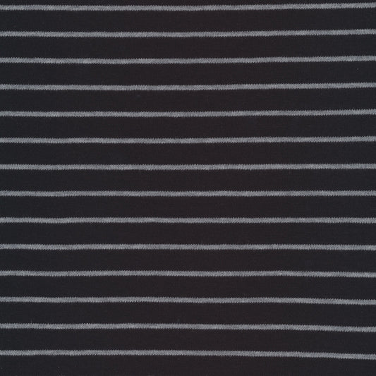 Organic Cotton Interlock Knit - Stripes - Black / Heather Grey