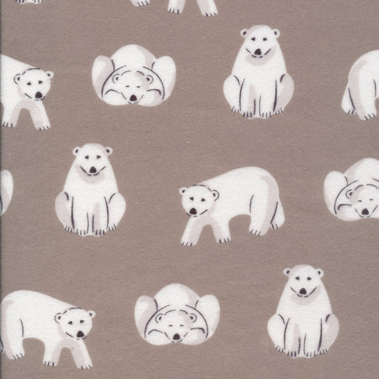 Polar Bears - Grey - Organic Cotton Flannel