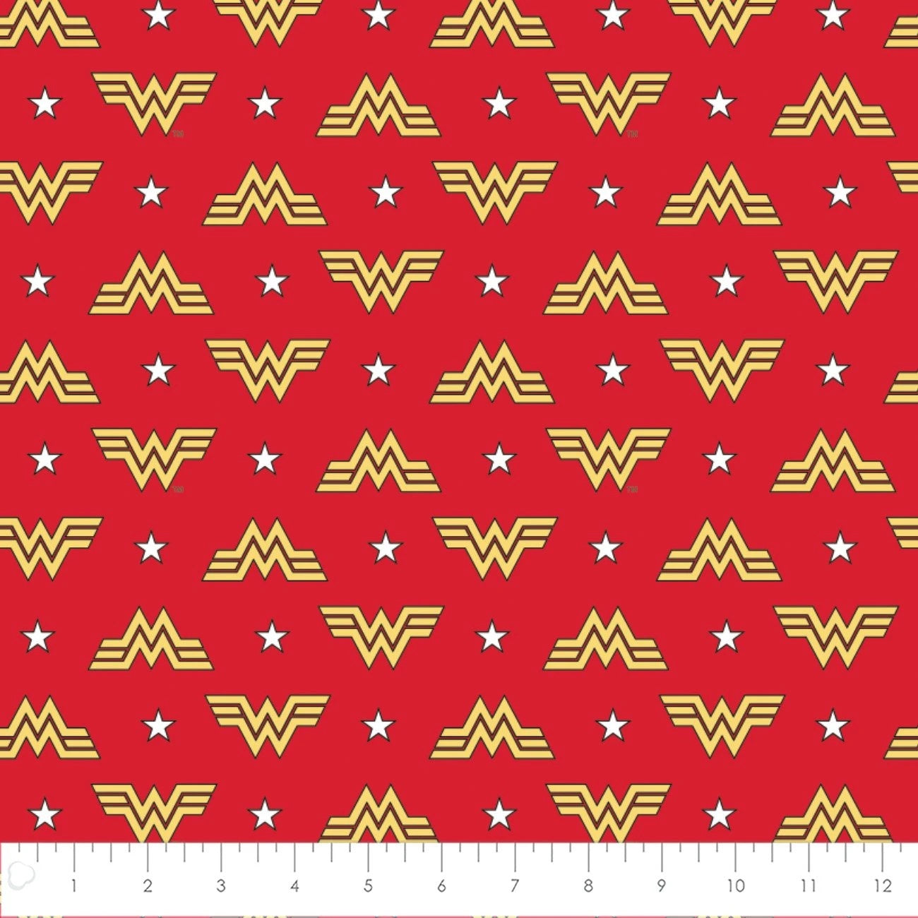 Wonder Woman 1984 Logo & Stars Cotton Fabric - Red