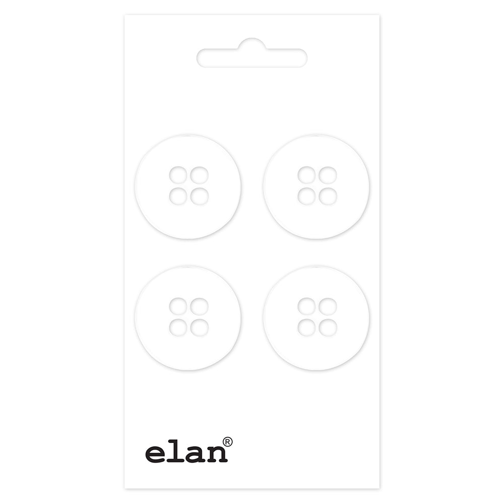 ELAN 4 Hole Clear Button - 18mm (3⁄4″) - 4 count