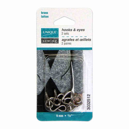 Large Hooks & Eyes Silver - 9mm (3⁄8″) - 2 sets