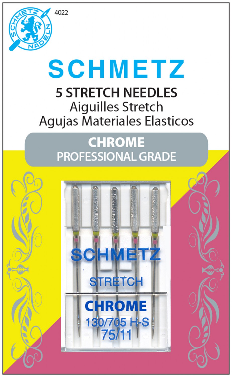 Schmetz Chrome Professional Grade Stretch Needles Carded - 75/11 - 5 count