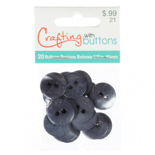 Button Bag - Black - 16mm - 5/8in - 20 Buttons